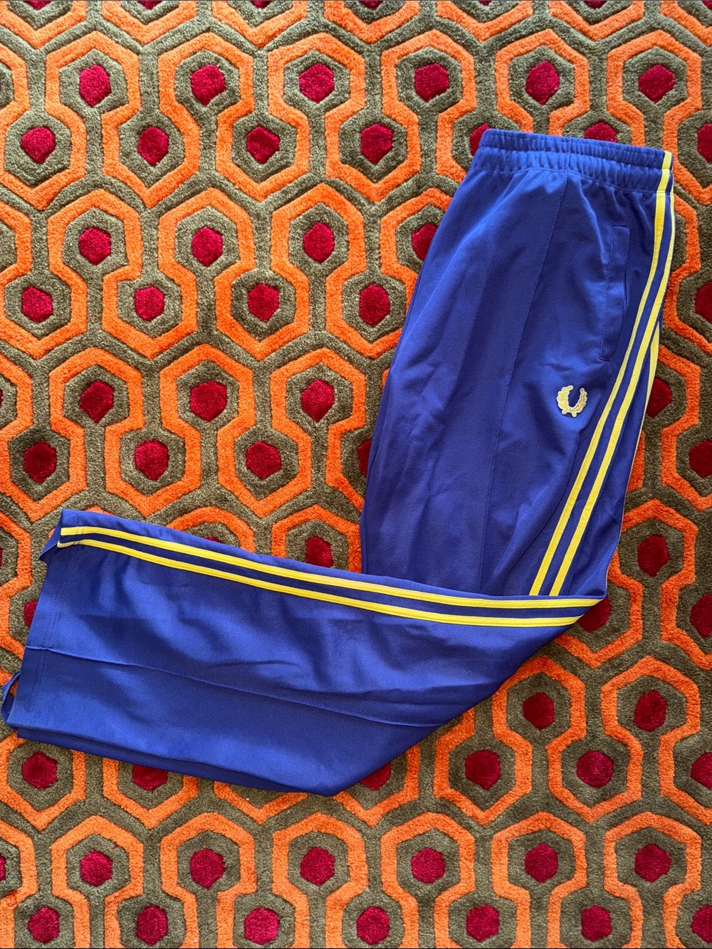 MAKE OFFER! Fred Perry Purple Track Pants with Yellow Stripes Men's M